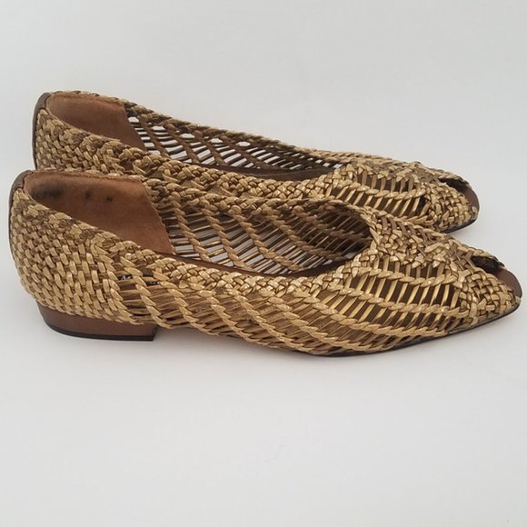 Sesto Meucci Metallic Woven Gold Bronze Flat Shoe - Picture 1 of 12